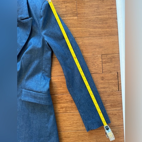 Good American Notch Lapel Chambray Blazer Denim Lined Women’s Sz 1 - Picture 9 of 12